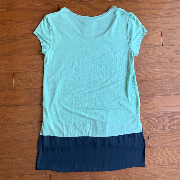Dolan Scoop Neck Longline Mint Green & Navy Short Sleeve Tee Size Small - Picture 10 of 11